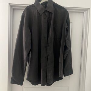 Amanti light black button down dress shirt size 15.5 neck cotton blend